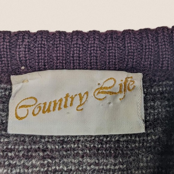 Vintage Chunky Sweater checkered diamond country life Medium Women’s - Picture 4 of 4